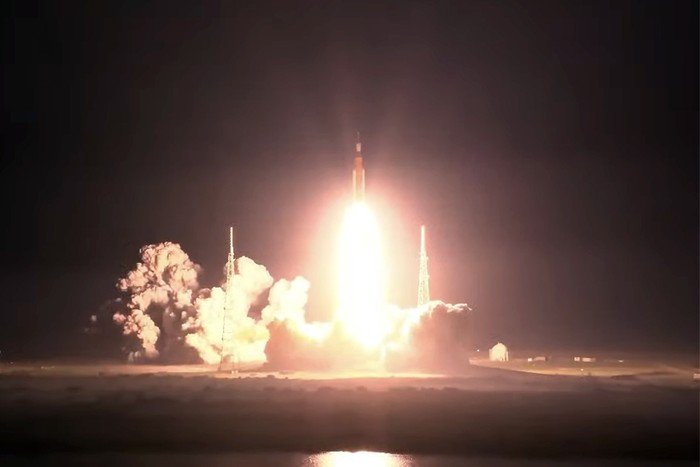 Rocket launches into space