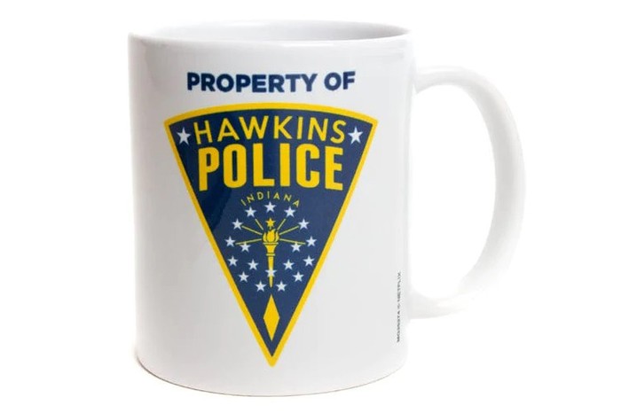 Hawkins Police mug on a white background