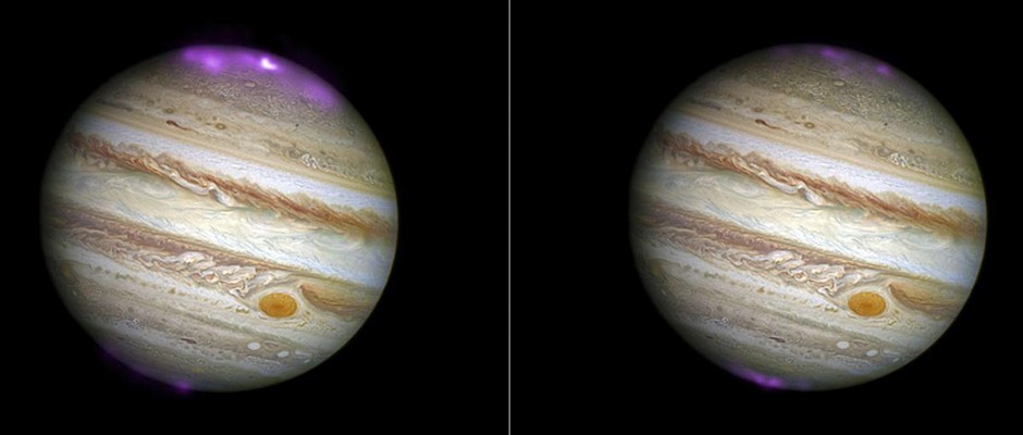 Jupiter ‘Northern Lights’ caused by solar storms © X-ray: NASA/CXC/UCL/W.Dunn et al, Optical: NASA/STScI