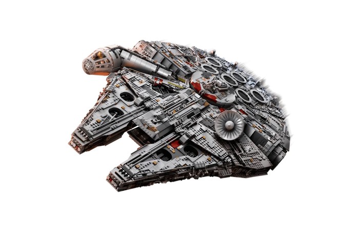 LEGO Millennium Falcon on white background