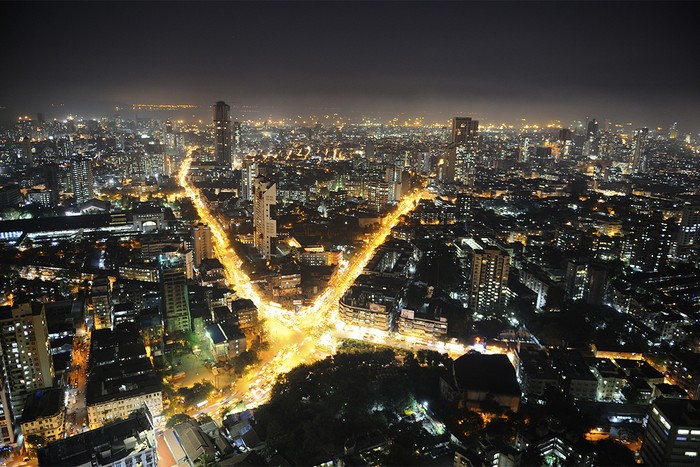 Aerial view of Mumbai at night