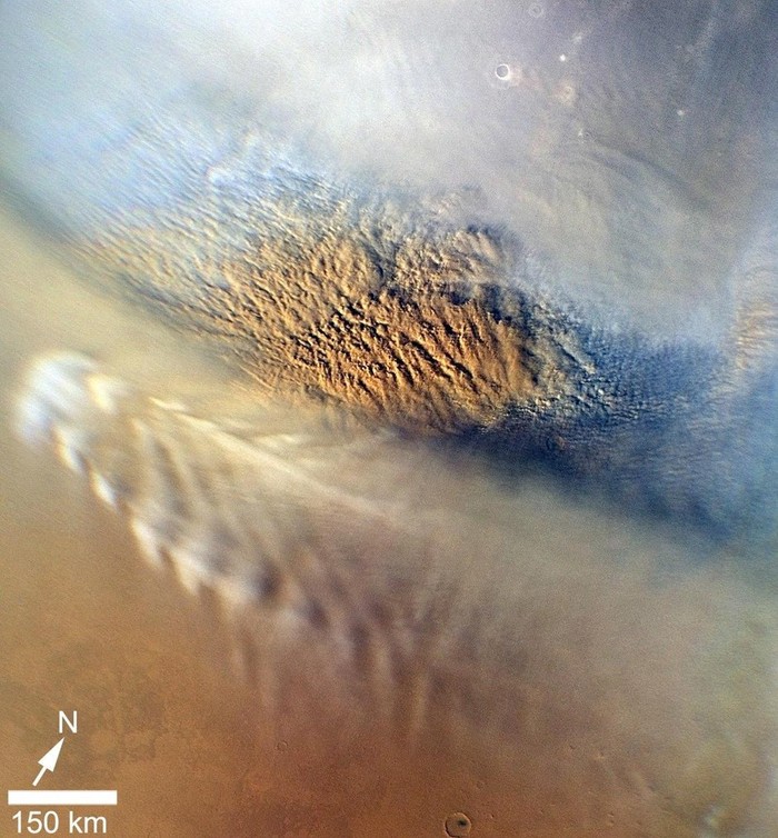What is the weather like on Mars? (Martian dust storm © NASA/JPL-Caltech/MSSS)