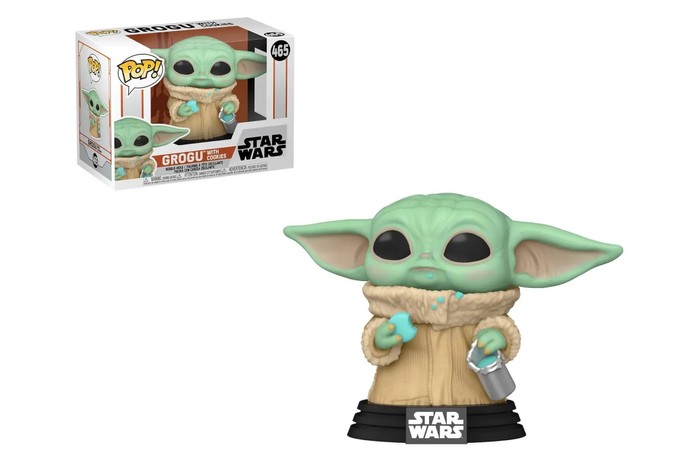Star Wars The Mandalorian The Child With Cookie Funko Pop! Vinyl and box on white background