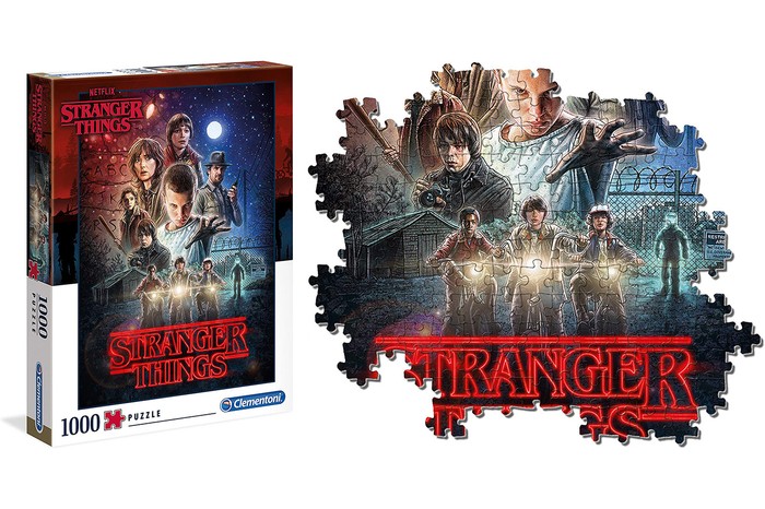 Stranger Things 1,000-piece puzzle and box on a white background
