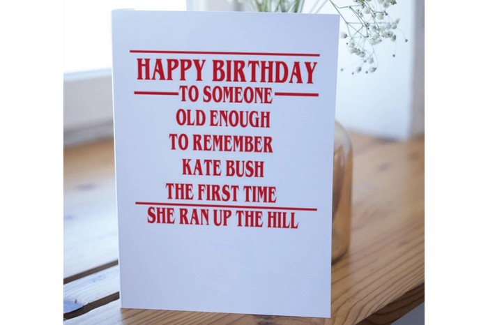 Stranger Things birthday card on a table